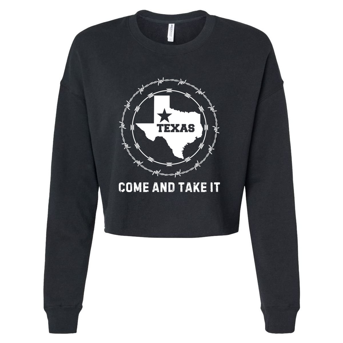 Texas Border Crisis Come And Take It Cropped Pullover Crew