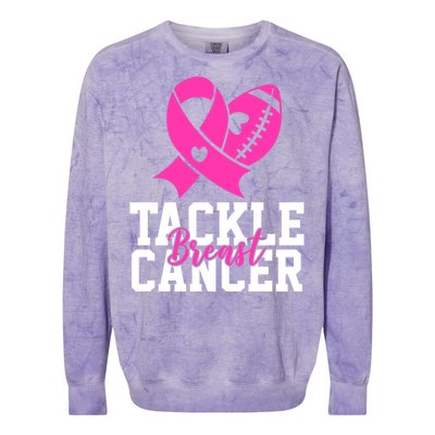 Tackle Breast Cancer Ribbon Football Colorblast Crewneck Sweatshirt