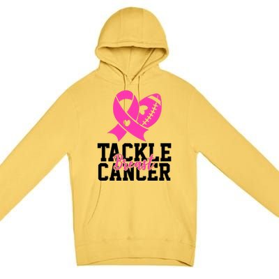 Tackle Breast Cancer Ribbon Football Premium Pullover Hoodie