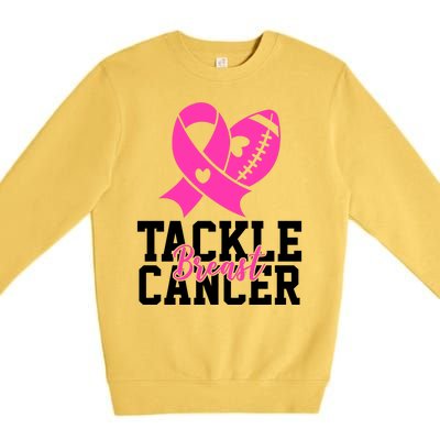 Tackle Breast Cancer Ribbon Football Premium Crewneck Sweatshirt