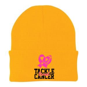 Tackle Breast Cancer Ribbon Football Knit Cap Winter Beanie