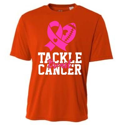 Tackle Breast Cancer Ribbon Football Cooling Performance Crew T-Shirt