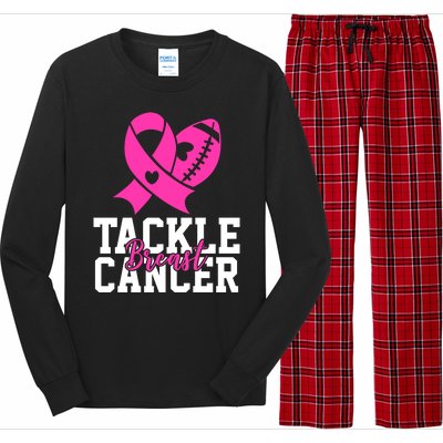 Tackle Breast Cancer Ribbon Football Long Sleeve Pajama Set