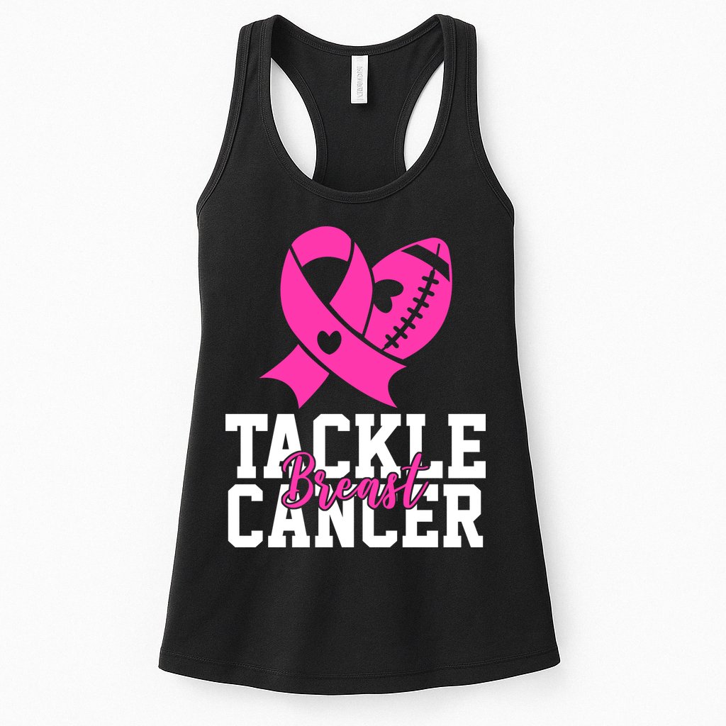 Tackle Breast Cancer Ribbon Football Womens Tank Top