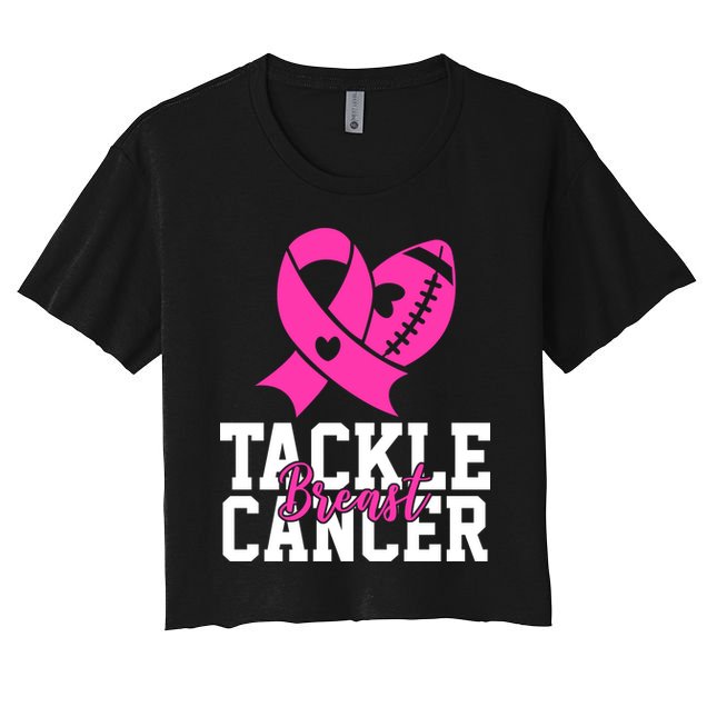 Tackle Breast Cancer Ribbon Football Crop Top