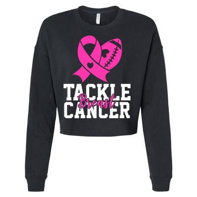 Tackle Breast Cancer Ribbon Football Cropped Pullover Crew