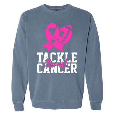 Tackle Breast Cancer Ribbon Football Garment-Dyed Sweatshirt