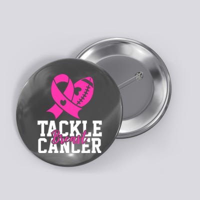 Tackle Breast Cancer Ribbon Football Button