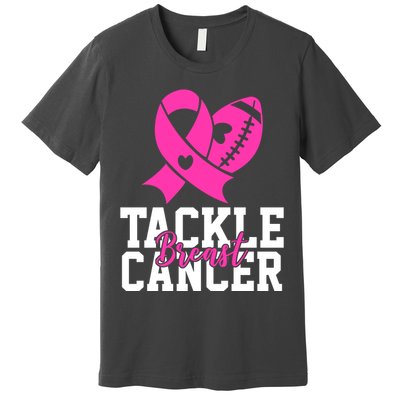 Tackle Breast Cancer Ribbon Football Premium T-Shirt