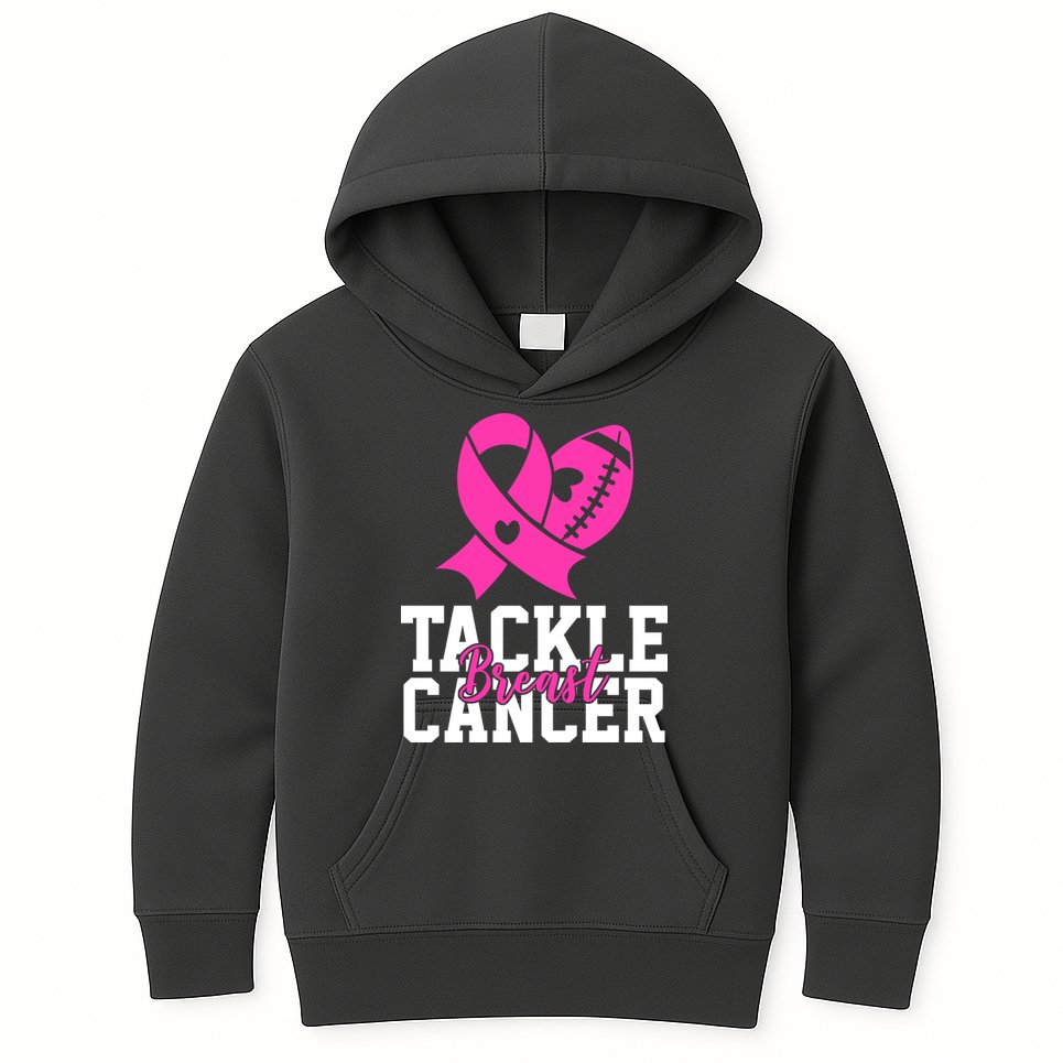 Tackle Breast Cancer Ribbon Football Kids Hoodie
