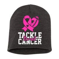 Tackle Breast Cancer Ribbon Football Short Acrylic Beanie