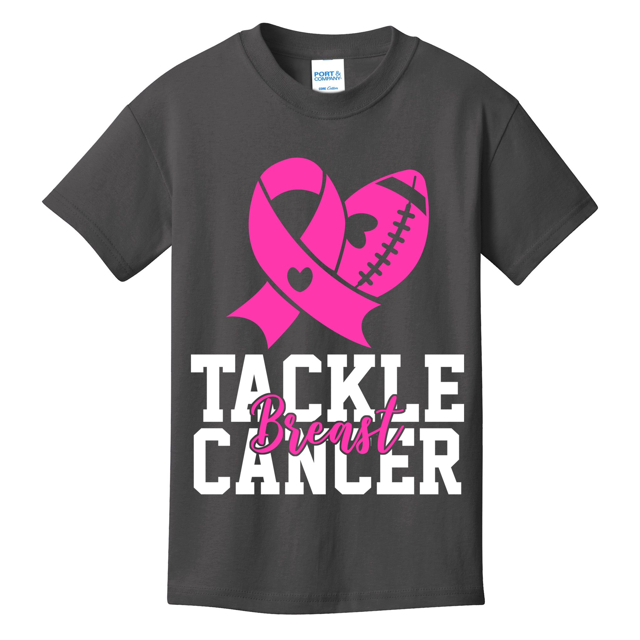 Tackle Breast Cancer Ribbon Football Kids T-Shirt
