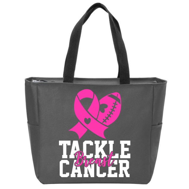 Tackle Breast Cancer Ribbon Football Zip Tote Bag