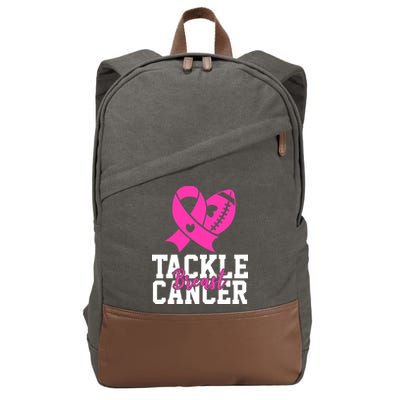 Tackle Breast Cancer Ribbon Football Cotton Canvas Backpack