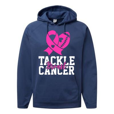 Tackle Breast Cancer Ribbon Football Performance Fleece Hoodie