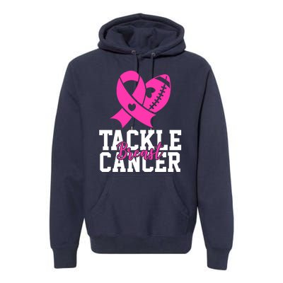 Tackle Breast Cancer Ribbon Football Premium Hoodie