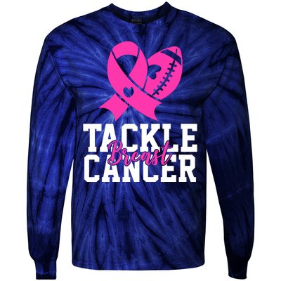 Tackle Breast Cancer Ribbon Football Tie-Dye Long Sleeve Shirt