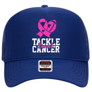 Tackle Breast Cancer Ribbon Football High Crown Mesh Back Trucker Hat