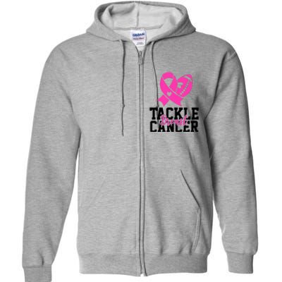 Tackle Breast Cancer Ribbon Football Full Zip Hoodie