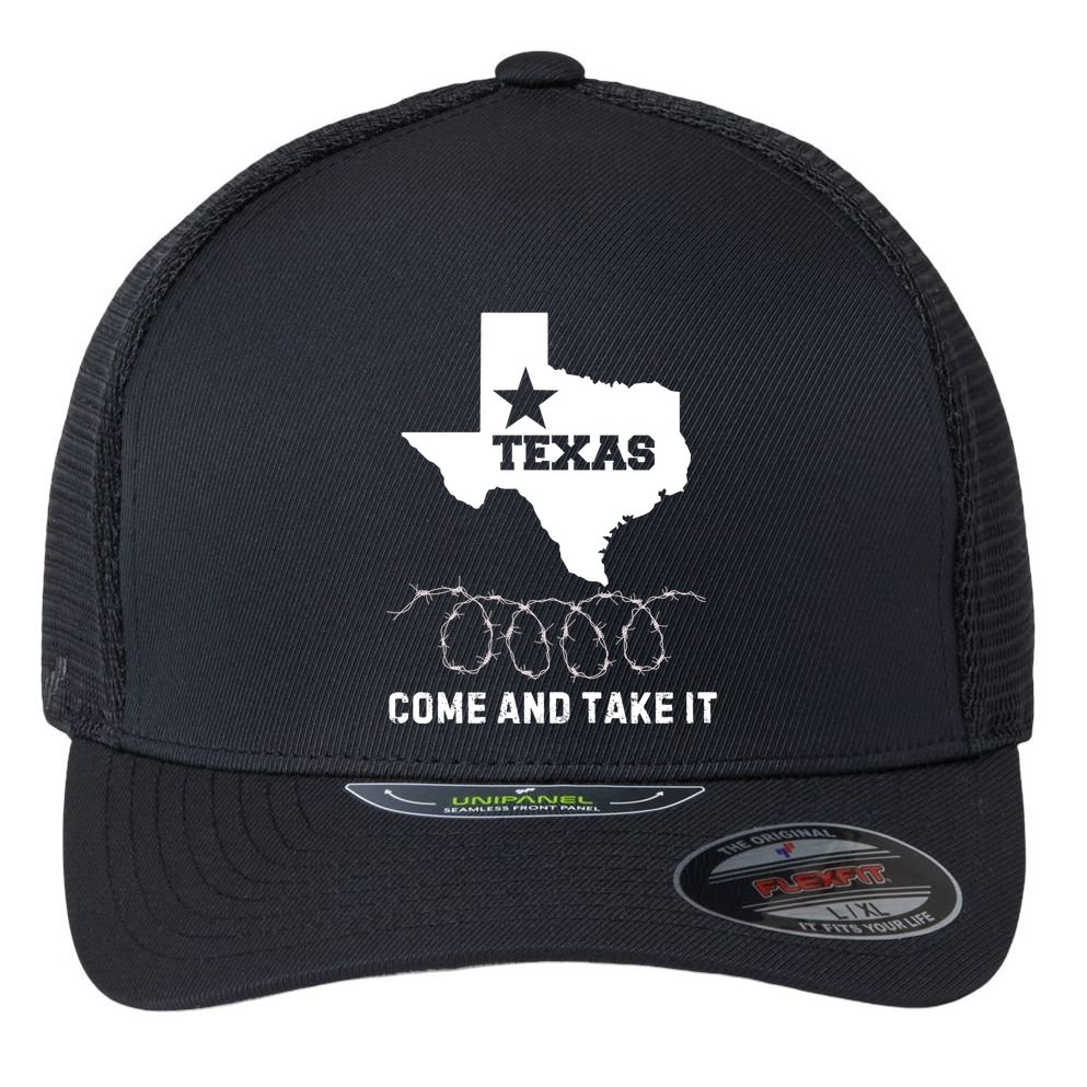 Texas Border Crisis Come And Take It Flexfit Unipanel Trucker Cap