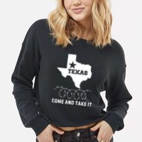 Texas Border Crisis Come And Take It Cropped Pullover Crew