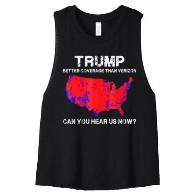 Trump Better Coverage Than Verizon Can You Hear Us Now Women's Racerback Cropped Tank