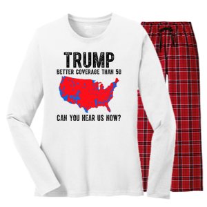 Trump Better Coverage Than 5g Can You Hear Us Know Funny Election Map Women's Long Sleeve Flannel Pajama Set 