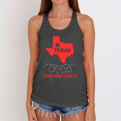 Texas Border Crisis Come And Take It Women's Knotted Racerback Tank