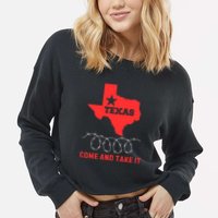 Texas Border Crisis Come And Take It Cropped Pullover Crew
