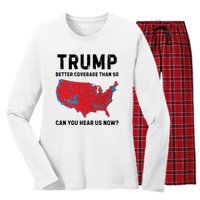 Trump Better Coverage Than 5g Can You Hear Us Now Women's Long Sleeve Flannel Pajama Set 