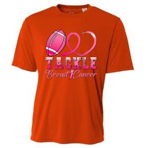 Tackle Breast Cancer Awareness Football Pink Ribbon Cooling Performance Crew T-Shirt