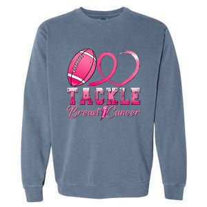 Tackle Breast Cancer Awareness Football Pink Ribbon Garment-Dyed Sweatshirt