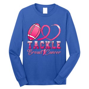 Tackle Breast Cancer Awareness Football Pink Ribbon Long Sleeve Shirt