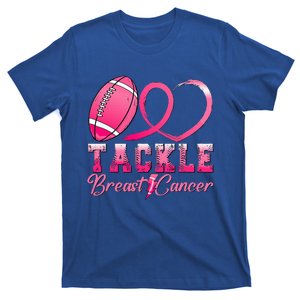 Tackle Breast Cancer Awareness Football Pink Ribbon T-Shirt