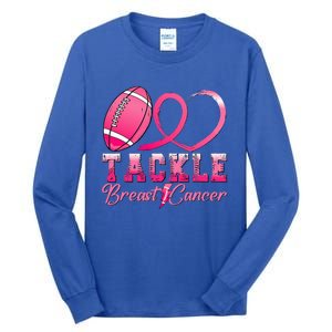 Tackle Breast Cancer Awareness Football Pink Ribbon Tall Long Sleeve T-Shirt