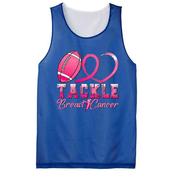 Tackle Breast Cancer Awareness Football Pink Ribbon Mesh Reversible Basketball Jersey Tank