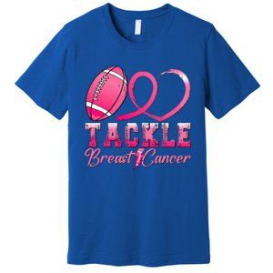 Tackle Breast Cancer Awareness Football Pink Ribbon Premium T-Shirt