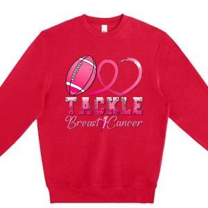 Tackle Breast Cancer Awareness Football Pink Ribbon Premium Crewneck Sweatshirt