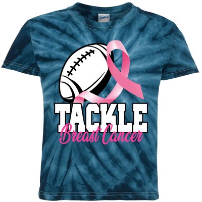 Tackle Breast Cancer Ribbon Football Kids Tie-Dye T-Shirt