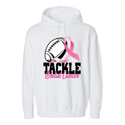 Tackle Breast Cancer Ribbon Football Garment-Dyed Fleece Hoodie