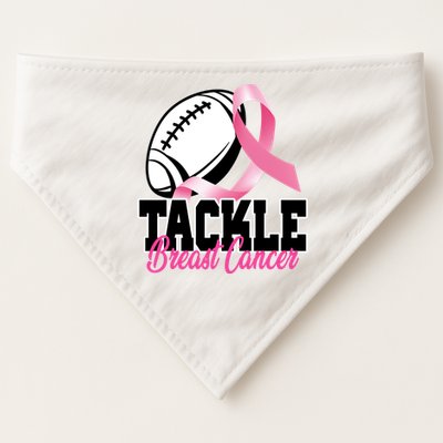 Tackle Breast Cancer Ribbon Football USA-Made Doggie Bandana