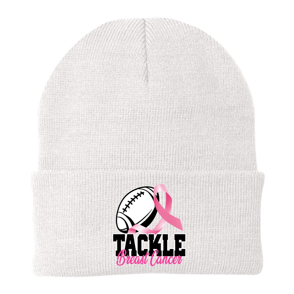 Tackle Breast Cancer Ribbon Football Beanie