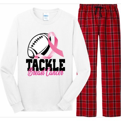 Tackle Breast Cancer Ribbon Football Long Sleeve Pajama Set