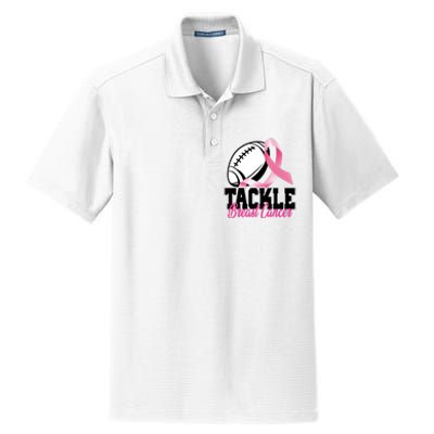 Tackle Breast Cancer Ribbon Football Dry Zone Grid Polo