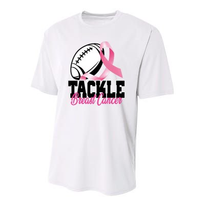 Tackle Breast Cancer Ribbon Football Youth Performance Sprint T-Shirt