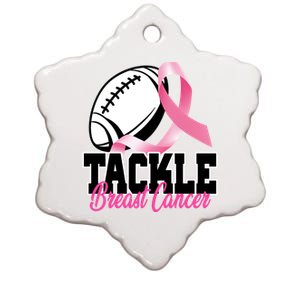 Tackle Breast Cancer Ribbon Football Ceramic Star Ornament