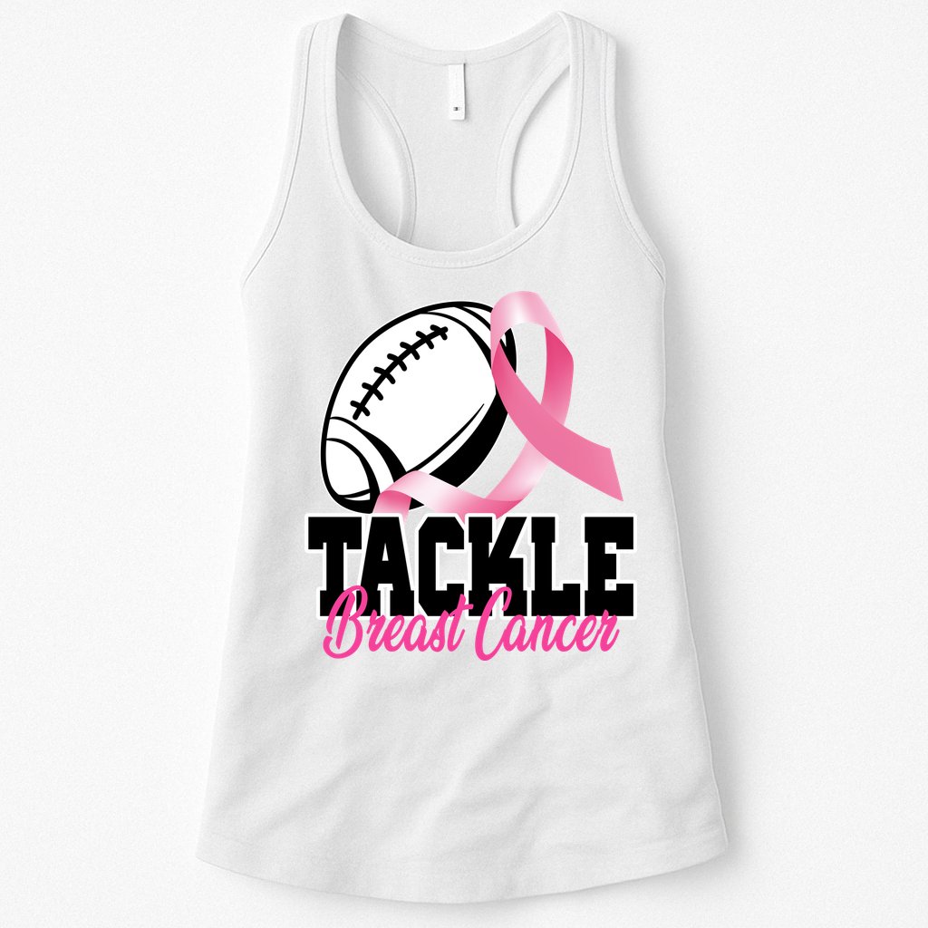 Tackle Breast Cancer Ribbon Football Womens Tank Top