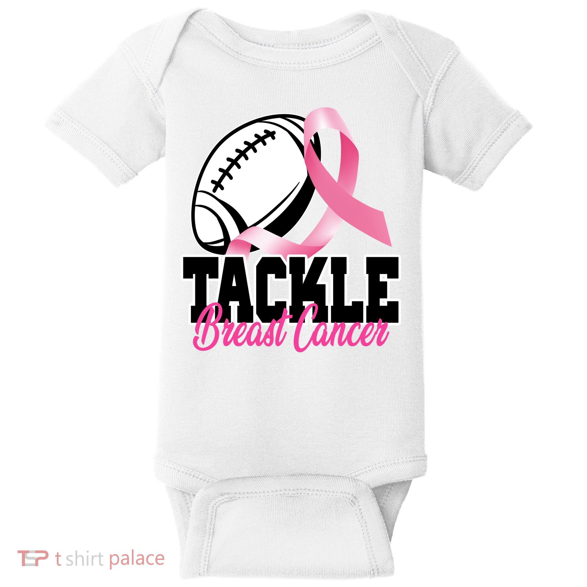 Tackle Breast Cancer Ribbon Football Baby Bodysuit