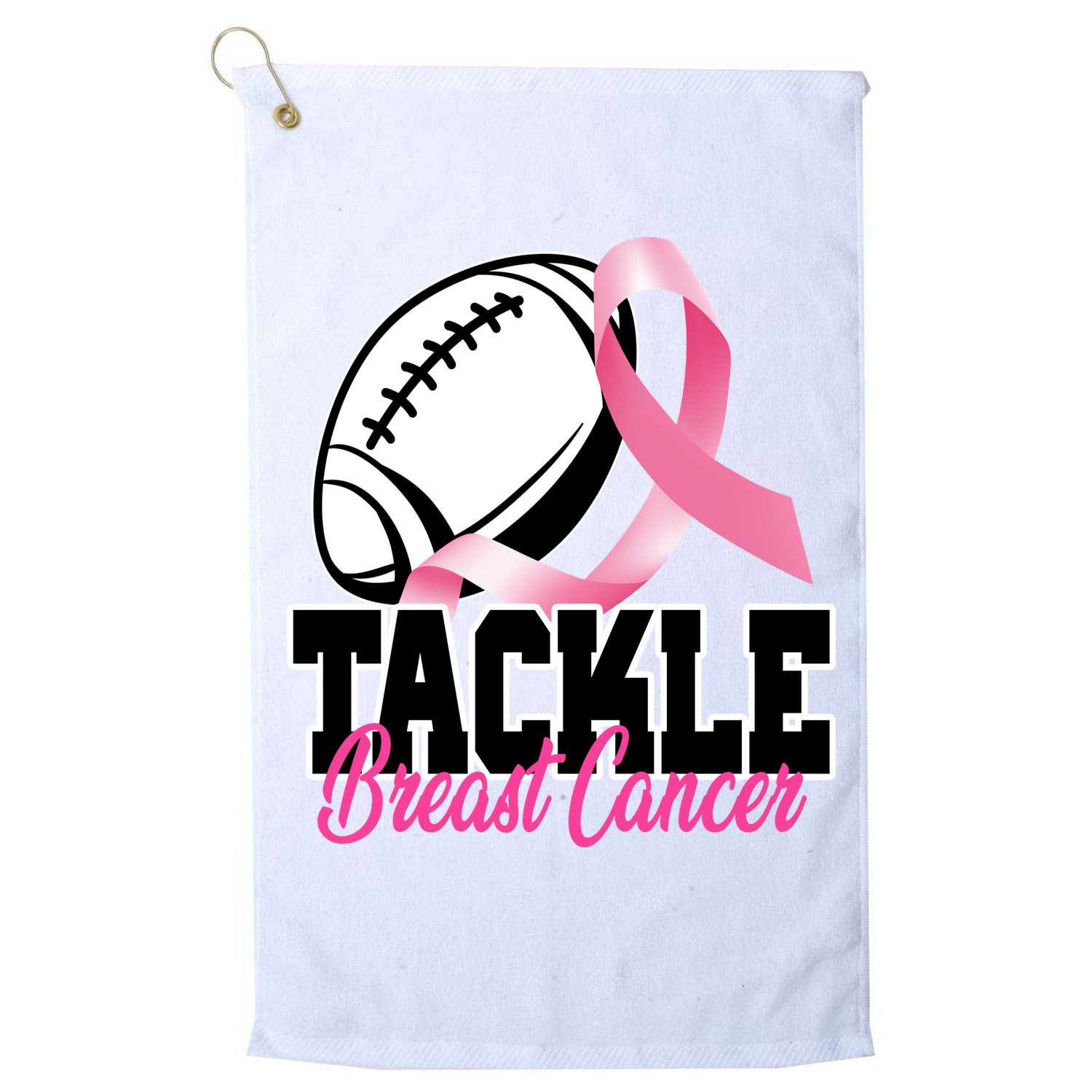 Tackle Breast Cancer Ribbon Football Golf Towel