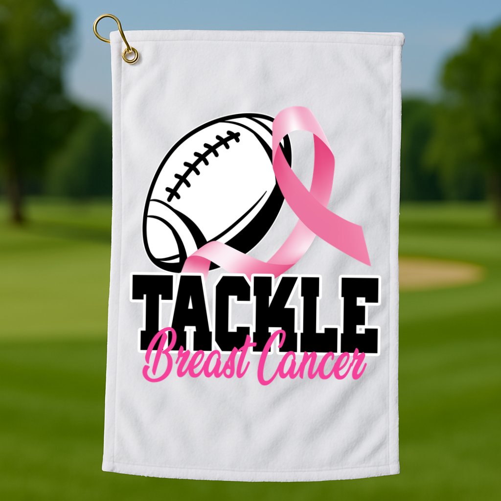Tackle Breast Cancer Ribbon Football Golf Towel